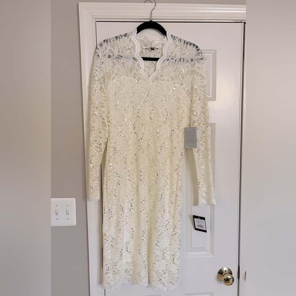 Budget Friendly Long Sleeve Lace “Wedding” Dress Size 8
